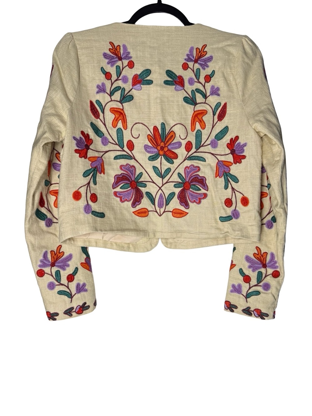 Dolan Jacket XS Embroidered Floral Linen Blend Cropped Boho Festival Colorful - Picture 2 of 12